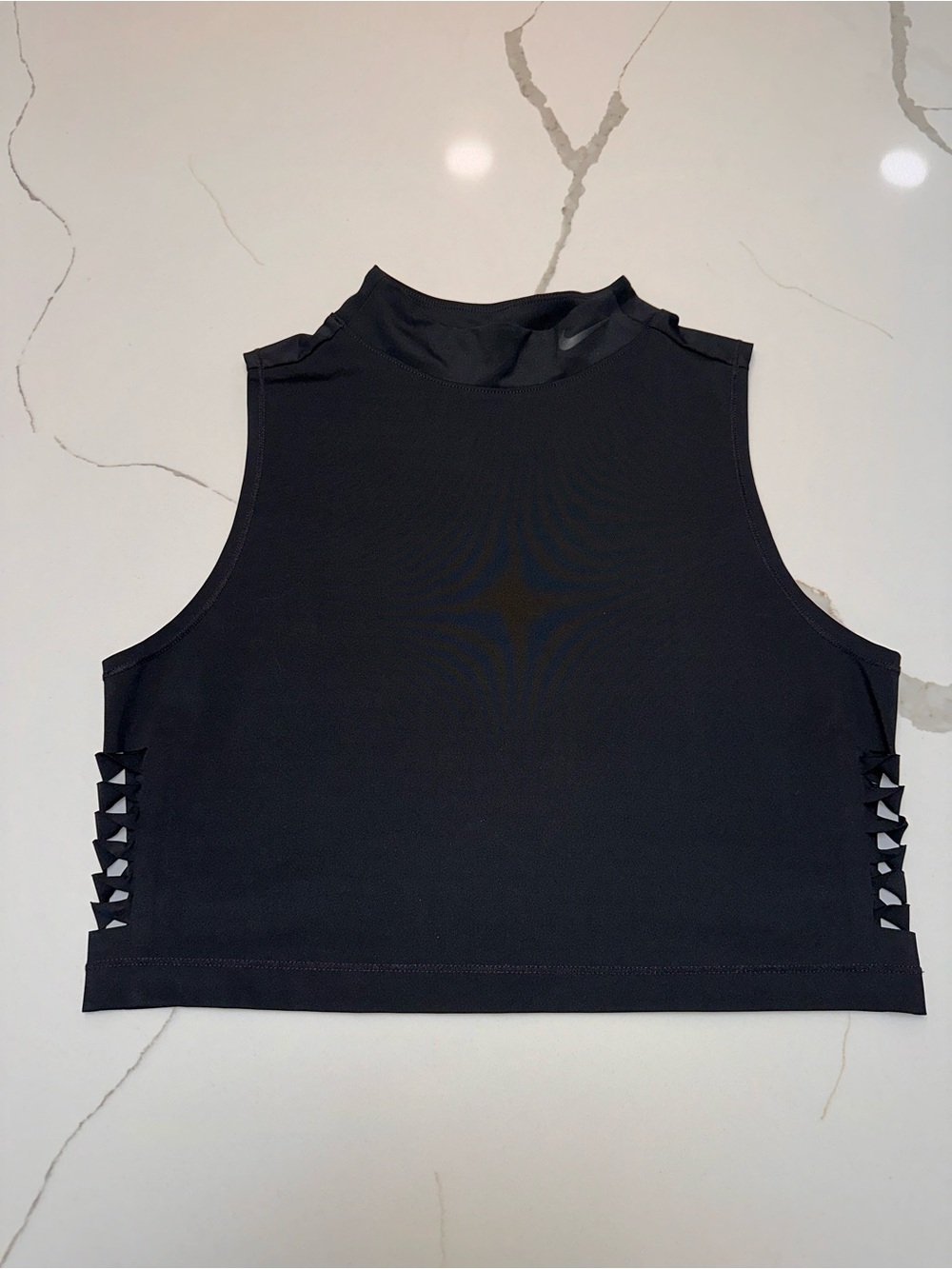Nike Black Sleeveless Crop Top with Side Lattice Cutouts